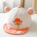 Cute baby baseball cap with bear ears and orange brim for infants sun protection. - Bear Orange Yellow Brim Style