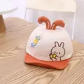 Cute baby baseball cap with 3D bunny ears and rabbit embroidery in pink and orange - Rabbit Orange Style