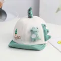 Cute baby dinosaur baseball cap in cream and sage green with 3D fins for toddlers - Dinosaur Hat Green