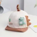 Cute dinosaur baby baseball cap in cream and brown with hello embroidery - Dinosaur Hat Light Brown