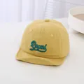 Adorable yellow cotton baby baseball cap with green Royal embroidery for sun protection - Yellow Letter Print Style