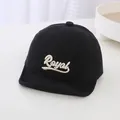 Premium black cotton baby baseball cap featuring white Royal embroidery detail - Black with Letter Print
