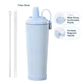 830ml light blue insulated tumbler with magnetic handle and Tritan boba straw - 830ml / Ice Blue