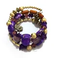 Bohemian multilayer wrap bracelet featuring purple turquoise beads and snowflake charm - Purple