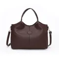Bolso retro marrón oscuro de gran capacidad con correa ajustable para el uso diario - café