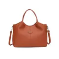 Bolso de mano vintage marrón para mujer de gran capacidad con correa desmontable - Marrón