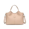 Bolso de mano beige de gran capacidad para mujer con correa ajustable - Caqui