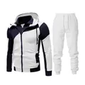 Men's slim-fit color-block hooded sweatshirt and joggers two-piece activewear set - M / Black & White