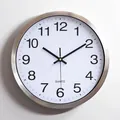 Orologio da parete silenzioso da 30 cm con cornice in acciaio inossidabile spazzolato - 12 Pollici 2016 Metallo Spazzolato (Quadrante Bianco/Numeri Neri)
