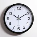 Orologio da parete nero silenzioso minimalista con numeri arabi per soggiorno - 12 Pollici 2016 Lacca Nera (Quadrante Bianco/Numeri Neri)