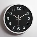 Modern 30cm round silent wall clock featuring a black face and large white numbers - 12 Inch 2012 White Frame (Black Dial/White Numbers)