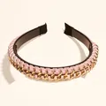 Elegant pink braided headband featuring a premium gold chain detail and non-slip teeth - Pink Chain Style Ball