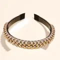 Elegant grey leather and gold chain braided non-slip headband for women and girls - Gray Chain Style