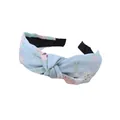 Elegant light blue floral knotted headband with wide fabric design for women fashion - Blue Floral Print