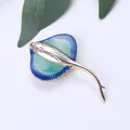 Elegant stingray brooch pin featuring blue gradient enamel and polished gold finish - Blue-Green Gradient Ray Style (XH-1799)