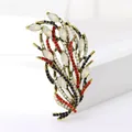 Elegant vintage floral brooch featuring red blue rhinestones and marquise opal stones - Vintage Floral Cluster (XH-760)