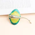 Elegant ocean-themed stingray brooch with green and yellow enamel in gold finish pin - Manta Ray Style (XH-1800)