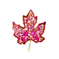 Exquisite elegant crystal maple leaf brooch with pink stones and red enamel finish for women - Colorful Crystal Maple Leaf (XH-1299)