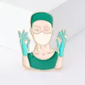 Enamel pin featuring a green surgeon medical professional for jewelry accessory - Medical Personnel Style (XH-1377) / Green