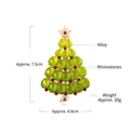 Elegant Christmas tree brooch with green oval stones and red rhinestone accents - Christmas Tree Style (XH-02-1) / Green
