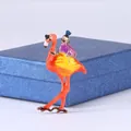 Vibrant orange and yellow enameled flamingo brooch accessory with purple figure - Gradient Flamingo Style (MYL-1352)
