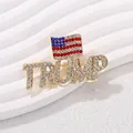 Gold-plated Trump letter brooch with sparkling American flag rhinestone design pin - Support Flag Style (XH-001)
