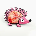 Charming pink enamel hedgehog brooch featuring a delicate floral pattern on its back - Flower Cluster Hedgehog Style (XH-1286)