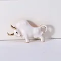 Elegant white enamel bull brooch with gold-tone accents for clothing and suit lapel - White Enamel Bull Style (XH-1523)