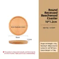 Round beech wood coaster featuring a natural grain and concave design, 10cm diameter - 10cm Arc Edge Round Coaster