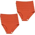 Pack of ribbed cotton low waist panties for women in solid orange-red color shade - S / Brick Red