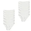 12-pack set of white ribbed cotton women's briefs with comfortable low waist design - S / White