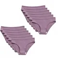 Comfortable pack of 12 purple cotton ribbed low-waist breathable briefs for women - S / Purple