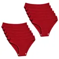 Multipack of red pure cotton ribbed women's briefs with low waist and solid color - Burgundy