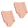 Pack of light pink ribbed cotton low waist panties for women with double-layer crotch - Bean Red