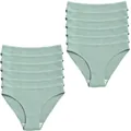 Comfortable breathable ribbed cotton women's briefs in light sage green set - Bean Green