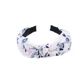 Elegant floral knotted headband with wide cross design for summer hair styling - White Floral Print
