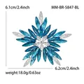Broche flocon de neige bleue avec cristaux marquise et spécifications de taille - Bleu