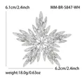 Broche flocon de neige en argent élégante avec des strass étincelants pour cadeaux de Noël - Blanc