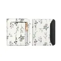 Ultradünnes weißes PU-Leder Portemonnaie mit elegantem Gänseblümchen Blumendruck Muster - Gänseblümchen-Druck / Mitternachtsschwarz