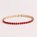 Elegante bracciale tennis placcato oro con pietre di zircone rosso scintillante - Oro-Rosso