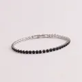 Elegantes Tennisarmband mit runden schwarzen Zirkonia in polierter Silberoptik - Silber-Schwarz