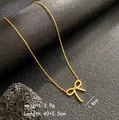 Elegant 18K gold plated titanium steel bow necklace with 2.9g lightweight design - Simple Bowknot