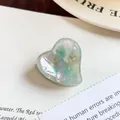 Acetate heart hair claw clip with a colorful marble pattern for sweet hairstyles - 2.3cm / Turquoise Green