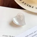 Elegant small acetate heart-shaped hair claw clip with pearlescent finish for women - 2.3cm / Mermaid White
