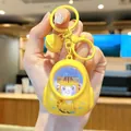 Adorably designed yellow cartoon cat backpack keychain featuring glowing LED light - Glowing and Sounding Animal Atmosphere Light - Cat
