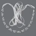 Elegant silver bridal pearl waist chain with white chiffon ribbon for wedding dress - 115cm / Pearl Wire/White Chiffon Ribbon