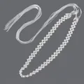 Elegant bridal belt featuring double-row faux pearls and white ribbon ties for weddings - 115cm / Double Row Pearl/White Organza Ribbon