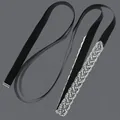 Silver rhinestone bridal belt with black satin ribbon for elegant wedding dresses - 115cm / Intertwined Silver Rhinestone/Black Satin Ribbon