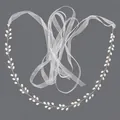 Elegant silver bridal waist belt with delicate white faux pearls on sheer ribbon - 115cm / Pearl Vine/White Organza Ribbon