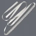 Elegant silver rhinestone bridal belt featuring a white satin sash for wedding dresses - 115cm / Wave Pattern Silver Rhinestone/White Satin Ribbon